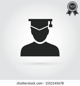 Student icon with graduation cap symbol. 