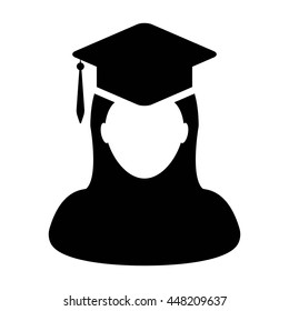 Student Icon Graduation or Convocation With Mortar Board Symbol Vector illustration