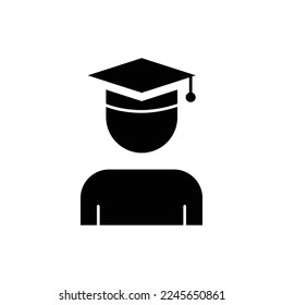 Student icon illustration with graduation cap. icon related to education. glyph icon style. Simple vector design editable