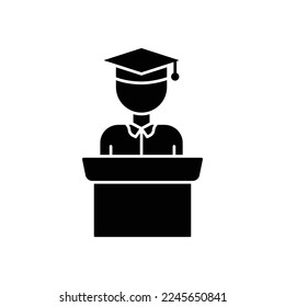 Studentensymbol mit Podium. geeignet für das Graduierungssymbol. Bildungs-Symbol. Symbolstil. Einfaches Vektordesign bearbeitet