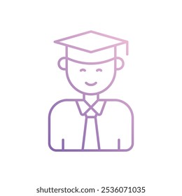 Ícone de estudante isolado em um fundo branco. Ilustração vetorial.