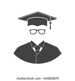 Student icon isolated on a white background. Flat design style vector illustration. Education graduation.