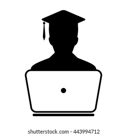 Student Icon with laptop computer - Vector