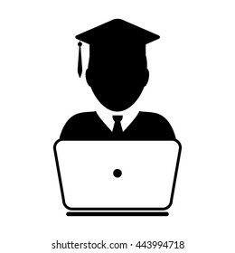 Student Icon with laptop computer - Vector