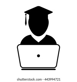 Student Icon with laptop computer - Vector