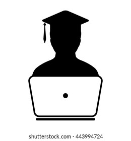 Student Icon with laptop computer - Vector