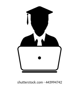 Student Icon with laptop computer - Vector
