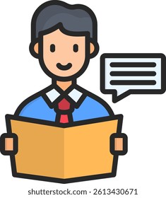 Student Icon Lineal Color Vector Illustration