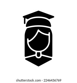 icono de estudiante o logotipo símbolo de signo aislado ilustración vectorial - iconos vectoriales de estilo negro de alta calidad
