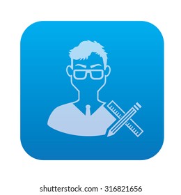 Student icon on blue background,clean vector