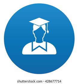 Student icon on blue button,vector