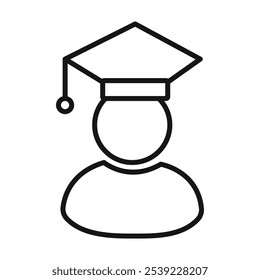 Coleção de tópicos do ícone do estudante ou definida em preto e branco