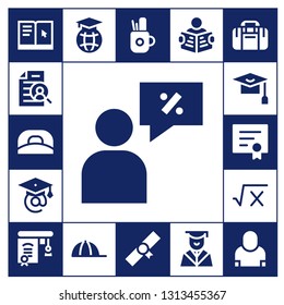 student icon set. 17 filled student icons.  Simple modern icons about  - Learning, Curriculum, Cap, Salesman, Graduation, Mortarboard, Diploma, Math, Education, Pencil case, Read