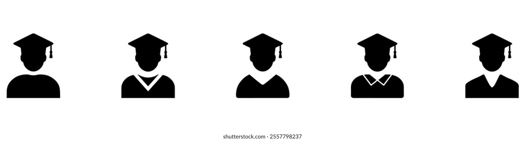 Student icon set. Graduated student icon. Graduation icon. Vector Illustration. EPS 10