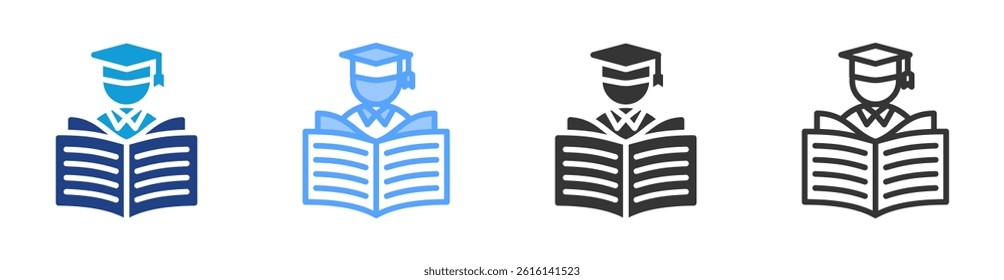 Student icon set multiple style collection