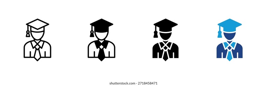 Conjunto de iconos de estudiante colección de estilos múltiples