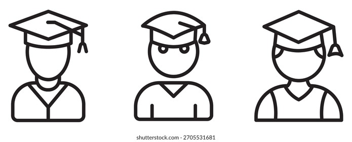 Student Icon Set – Símbolos simples de contorno mono para Educación, aprendizaje y diseño académico