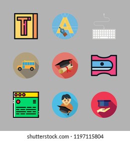 student icon set. vector set about text editor, scholarship, graduation and browser icons set.