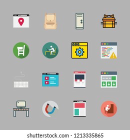 student icon set. vector set about browser, magnet, studying and desk icons set.