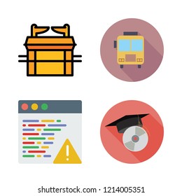 student icon set. vector set about school bus, browser, graduation and hebrew icons set.