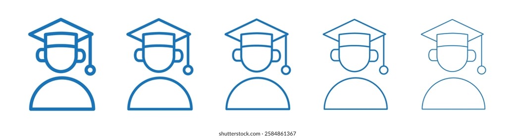 Student icon Symbol collection thin outline set