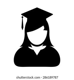 Student icon symbol for education in a glyph pictogram illustration