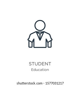 Student icon. Thin linear student outline icon isolated on white background from education collection. Line vector sign, symbol for web and mobile
