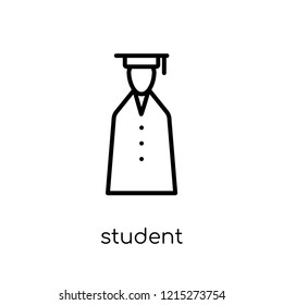 Student icon. Trendy modern flat linear vector Student icon on white background from thin line E-learning and education collection, editable outline stroke vector illustration
