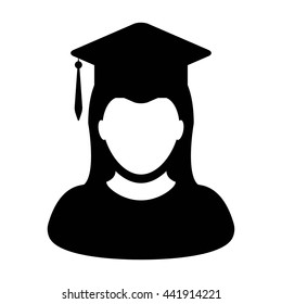 Student Icon With University Graduation Or Degree Symbol Glyph Vector illustration