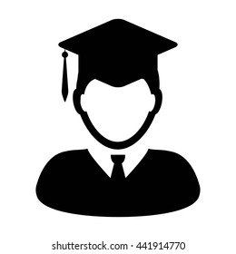 Student Icon With University Graduation Or Degree Symbol Glyph Vector illustration