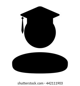 Student Icon With University Graduation Or Degree Symbol Glyph Vector illustration