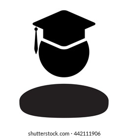 Student Icon With University Graduation Or Degree Symbol Glyph Vector illustration
