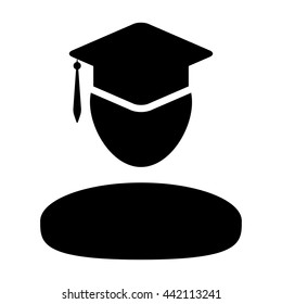 Student Icon With University Graduation Or Degree Symbol Glyph Vector illustration