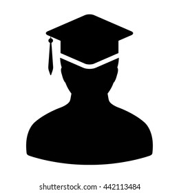 Student Icon With University Graduation Or Degree Symbol Glyph Vector illustration
