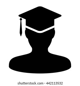 Student Icon With University Graduation Or Degree Symbol Glyph Vector illustration