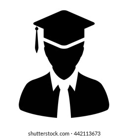 Student Icon With University Graduation Or Degree Symbol Glyph Vector illustration