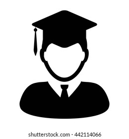Student Icon With University Graduation Or Degree Symbol Glyph Vector illustration