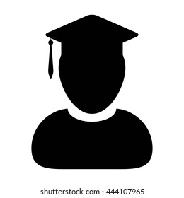 Student Icon With University Graduation Or Degree Symbol Glyph Vector illustration
