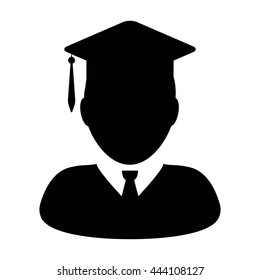 Student Icon With University Graduation Or Degree Symbol Glyph Vector illustration