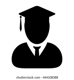 Student Icon With University Graduation Or Degree Symbol Glyph Vector illustration