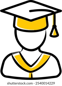 Ícone de estudante vetor . Desenho de linha contínua. cap acadêmico quadrado Vetor ilustração em branco