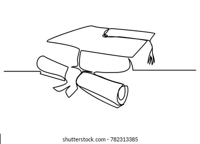 student icon vector . Continuous line drawing. square academic cap