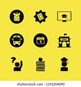 student icon. student vector icons set books and apple, graduated student, first september calendar and ask pupil