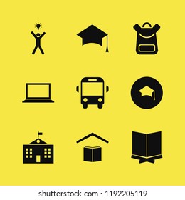 student icon. student vector icons set graduation hat, laptop, university campus and holy quran