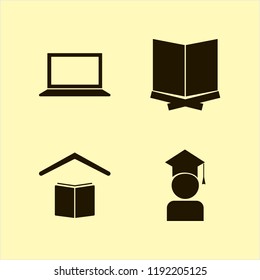 student icon. student vector icons set school, holy quran, graduaded student and laptop