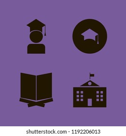 student icon. student vector icons set university campus, holy quran, graduation hat and graduaded student