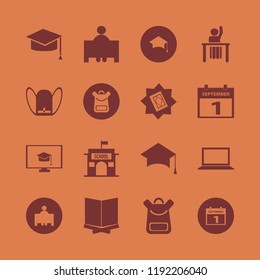 student icon. student vector icons set holy quran, ask pupil, first september calendar and school