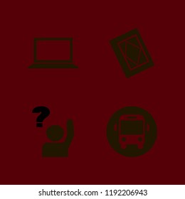 student icon. student vector icons set school bus, ask pupil, holy quran and laptop