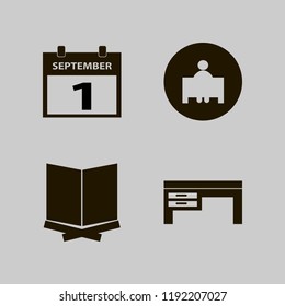 student icon. student vector icons set holy quran, first september calendar, desk and teacher