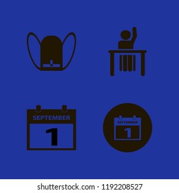 student icon. student vector icons set first september calendar, ask pupil and school book bag